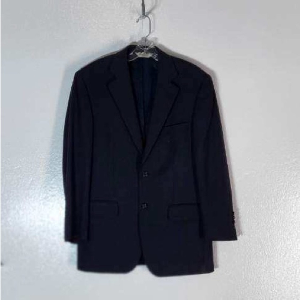 Pronto Uomo Blazer Suit Jacket Men's 38 Regular Black 100% Wool 2 Button